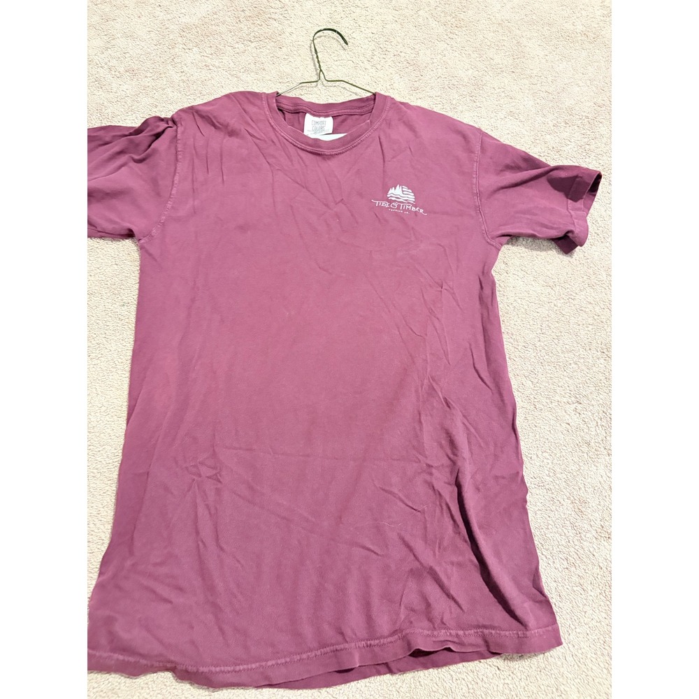 Comfort Colors Tide & Timber Black Lab American Flag Maroon T-Shirt Mens Small